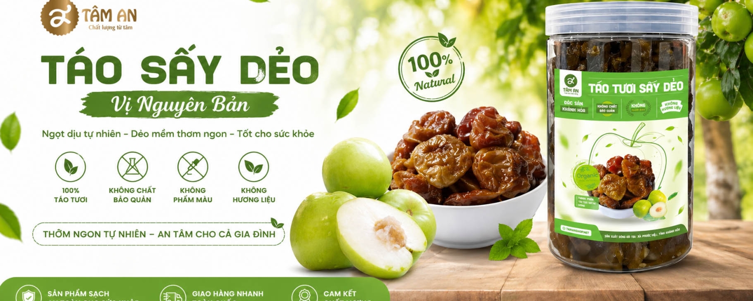 Táo Sấy Dẻo Vị Nguyên Bản Tâm An – Ngon Tự Nhiên, Không Chất Bảo Quản