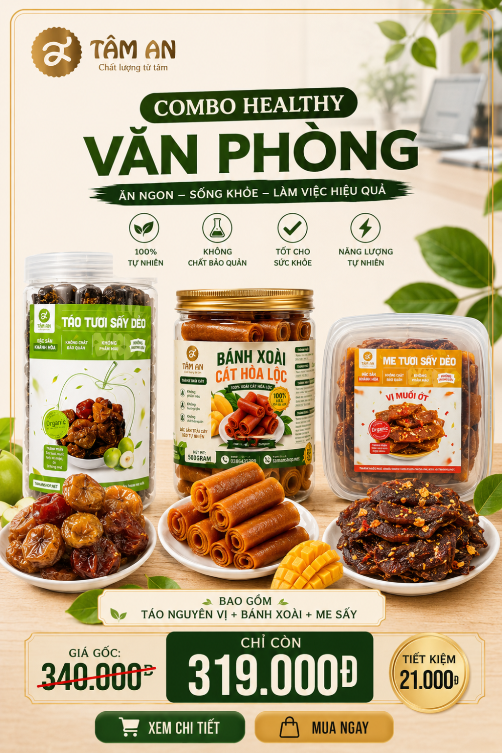 Combo Healthy Văn Phòng – Ăn Vặt Sạch Từ Nông Sản Việt