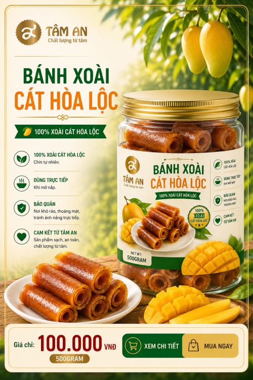 Bánh Xoài Cát Hòa Lộc Tâm An – Dẻo Thơm Tự Nhiên, Chuẩn Vị Xoài Chín
