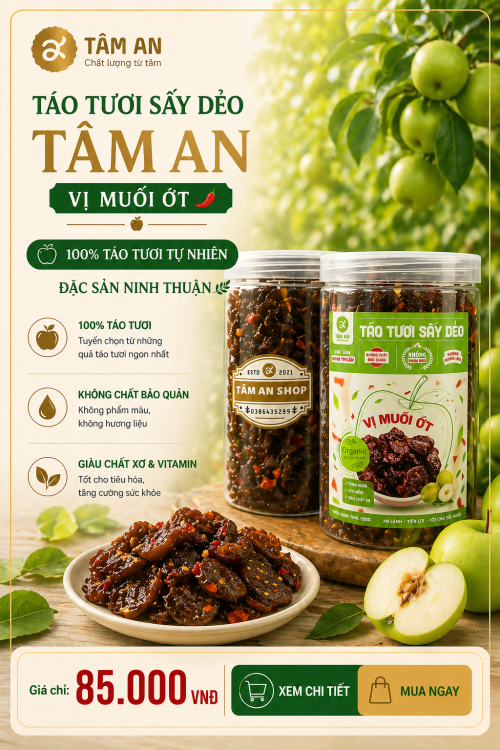 Táo Sấy Dẻo Muối Ớt Tâm An