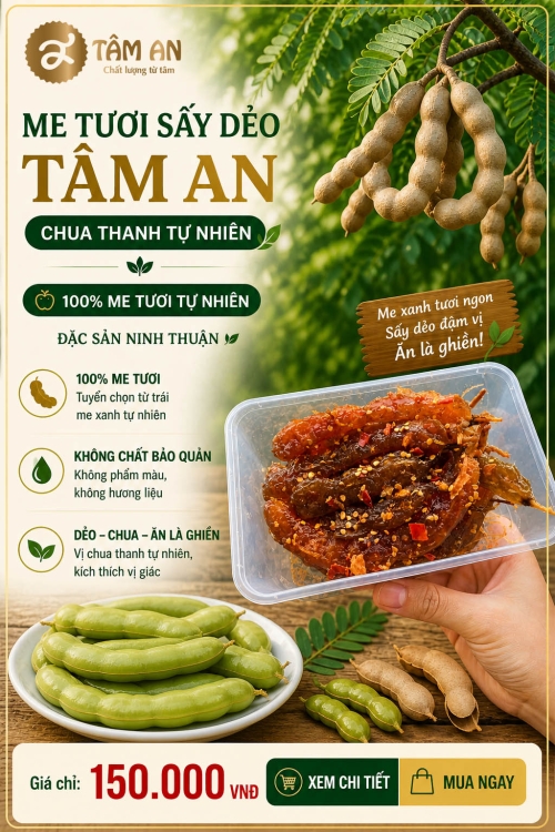 Me Xanh Sấy Dẻo Tâm An – Món Ăn Vặt Chua Thanh Tự Nhiên, Ăn Là Ghiền
