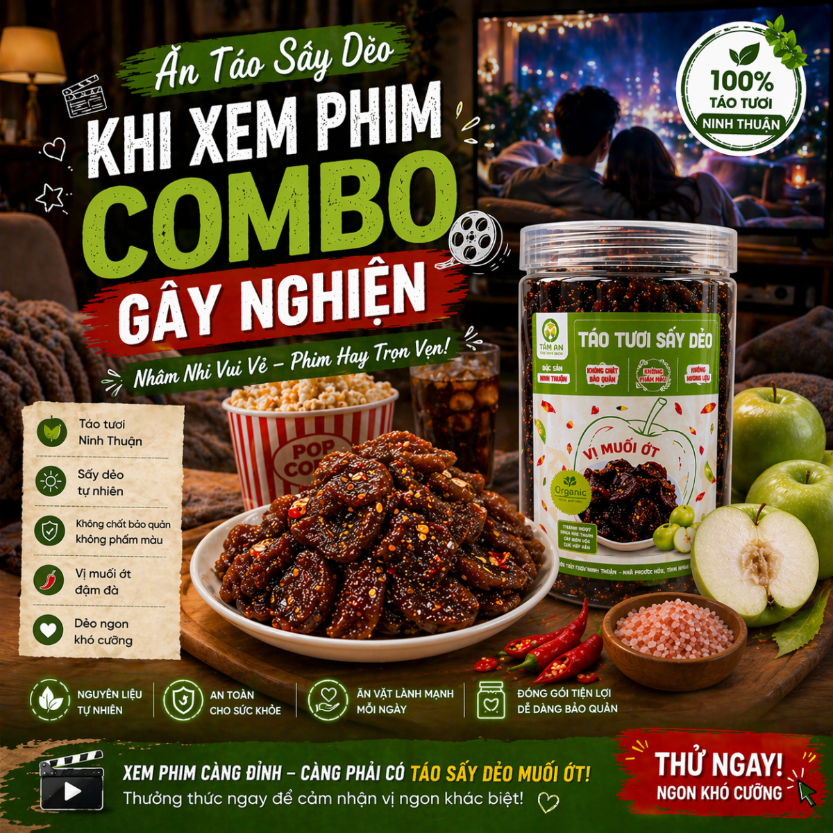 Ăn Táo Sấy Dẻo Khi Xem Phim – Combo Gây Nghiện Bạn Không Nên Bỏ Lỡ