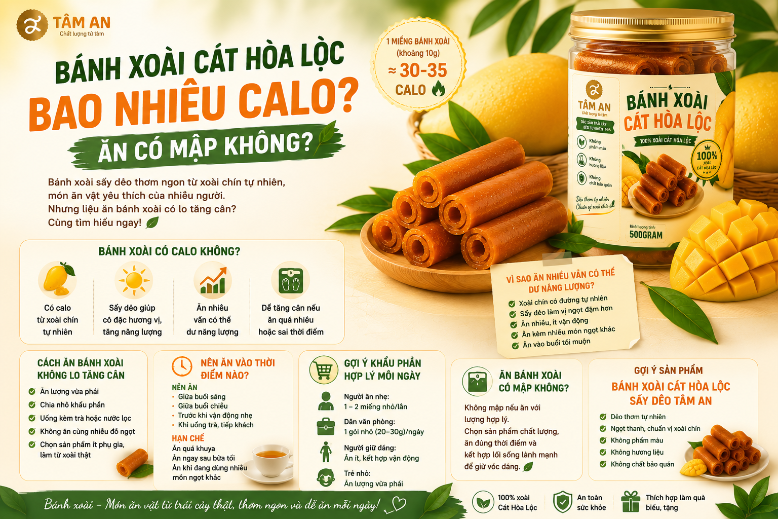 bánh xoài cát hòa lộc bao nhiêu calo