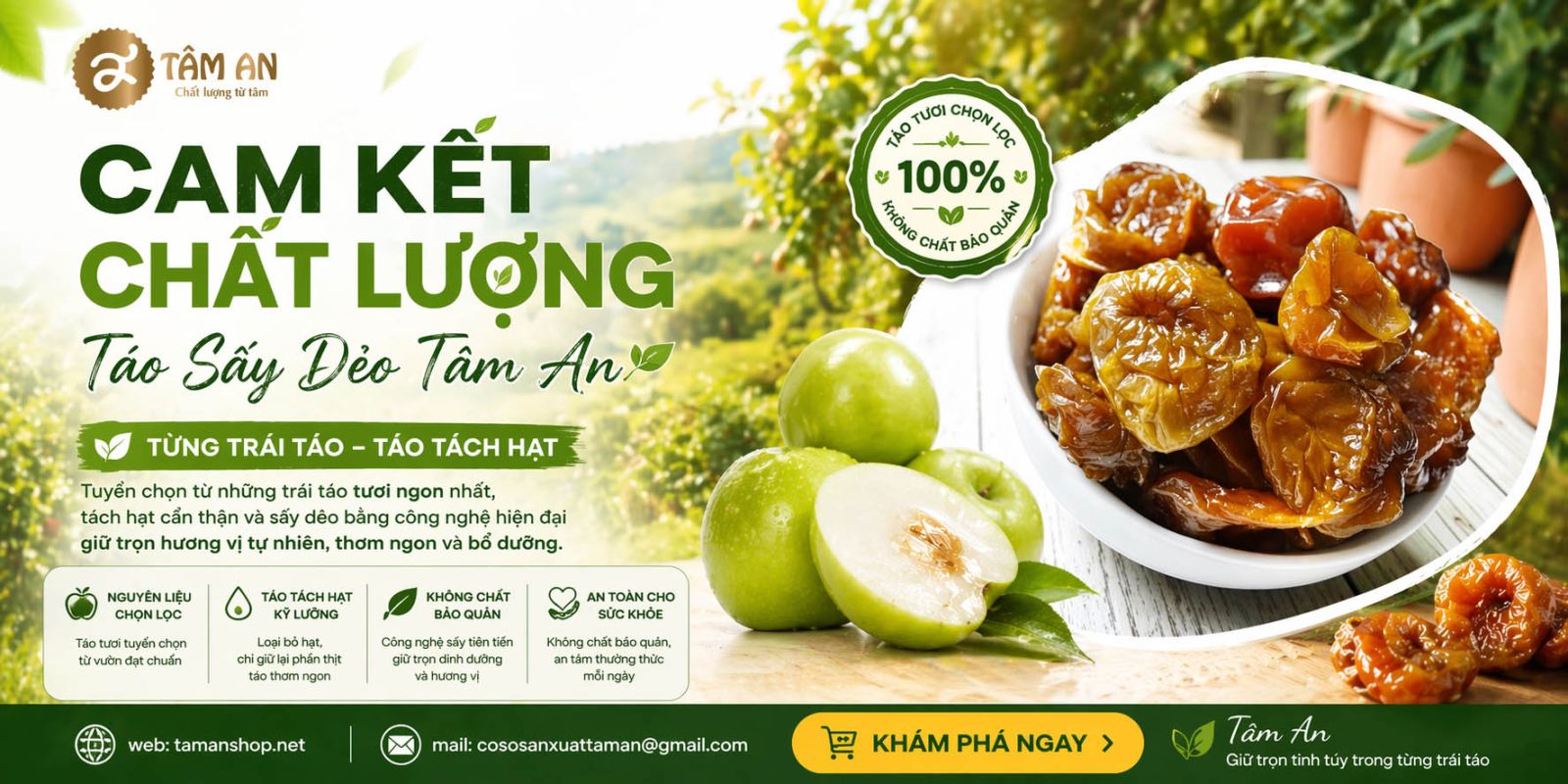 Cam Kết Chất Lượng Táo Sấy Dẻo Tâm An