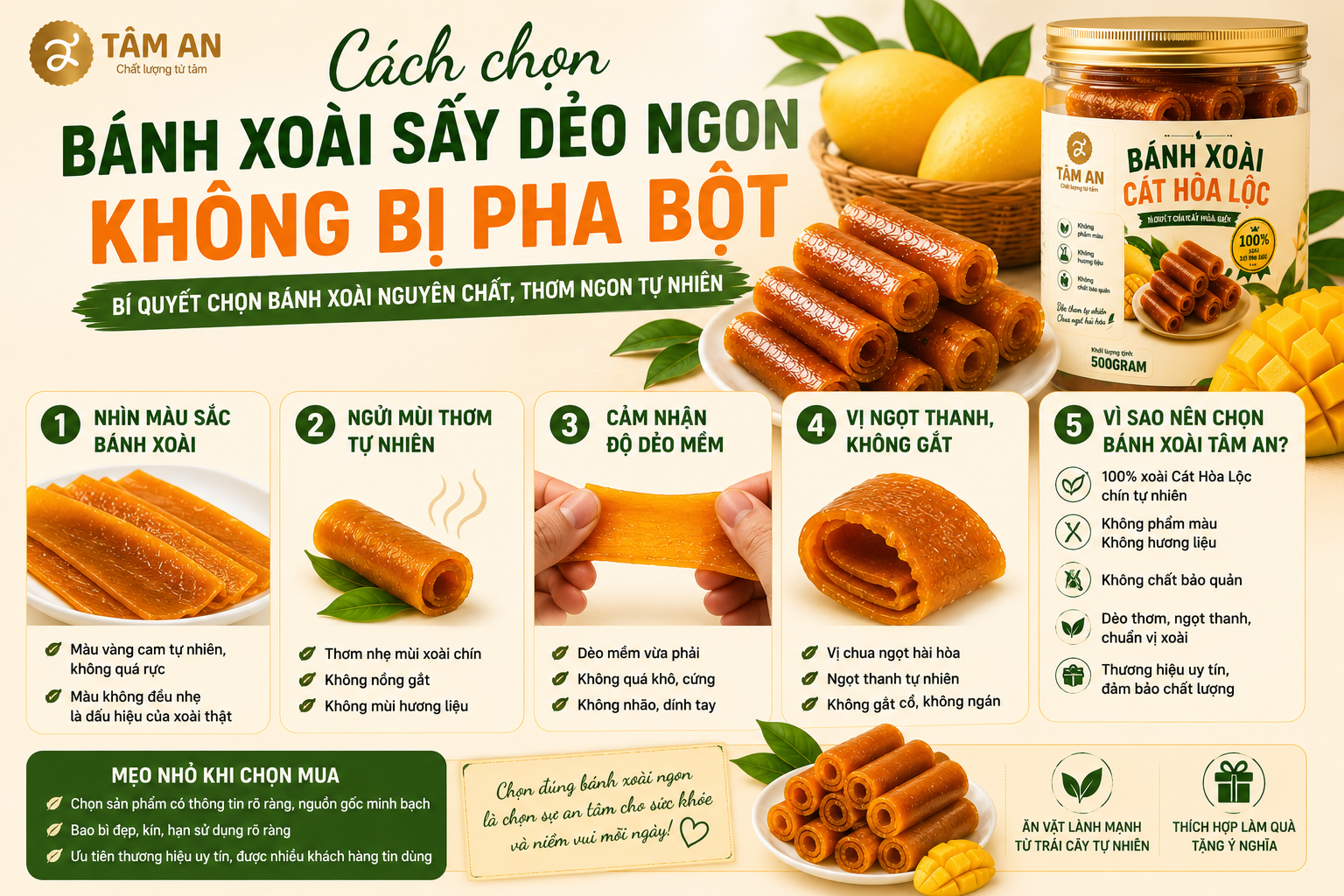 CÁCH CHỌN BÁNH XOÀI SẤY DẺO KHÔNG BỊ PHA BỘT