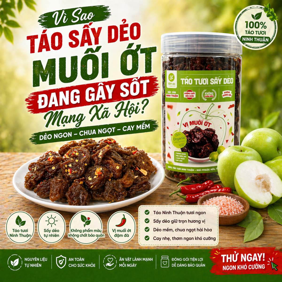 Vì Sao Táo Sấy Dẻo Muối Ớt Đang Gây Sốt Mạng Xã Hội