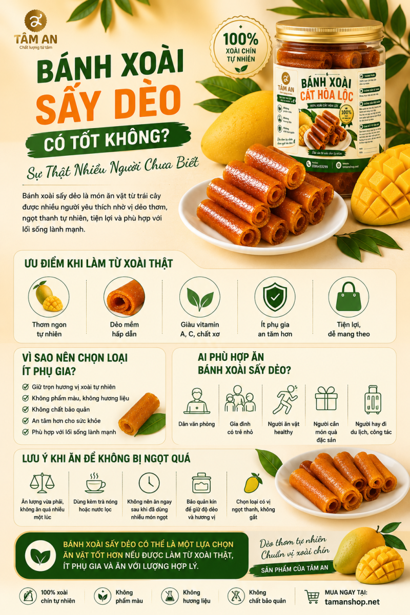 bánh xoài sấy dẻo có tối không