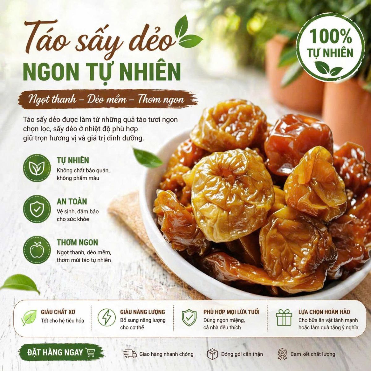 TÁO SẤY DẺO NGON TỰ NHIÊN